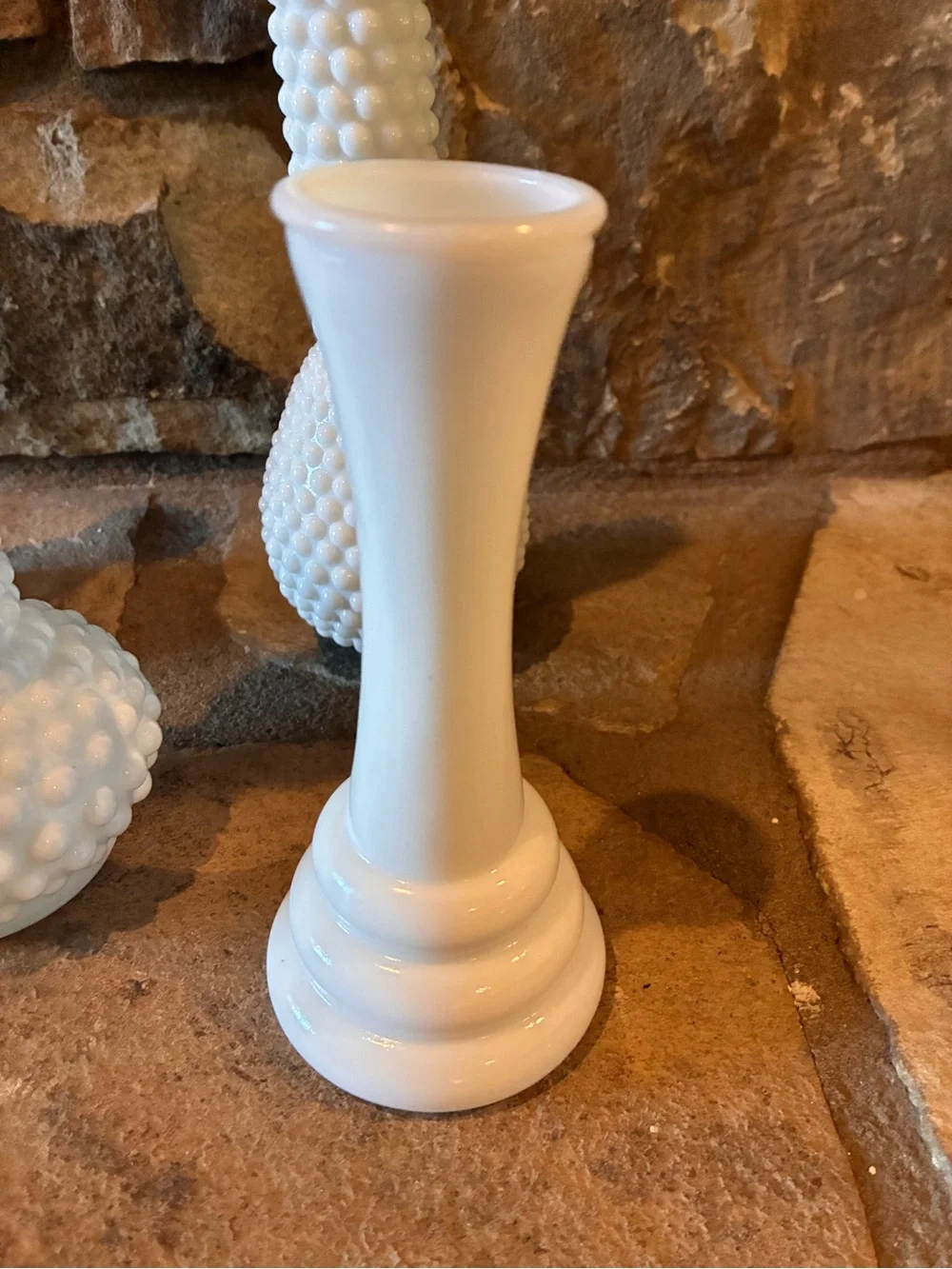 Vintage White Milk Glass Bud Vase set